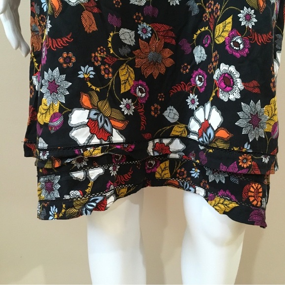 J.jill women’s Medium Tank Shift Dress Black printed Floral Boho Beach New - Picture 5 of 10